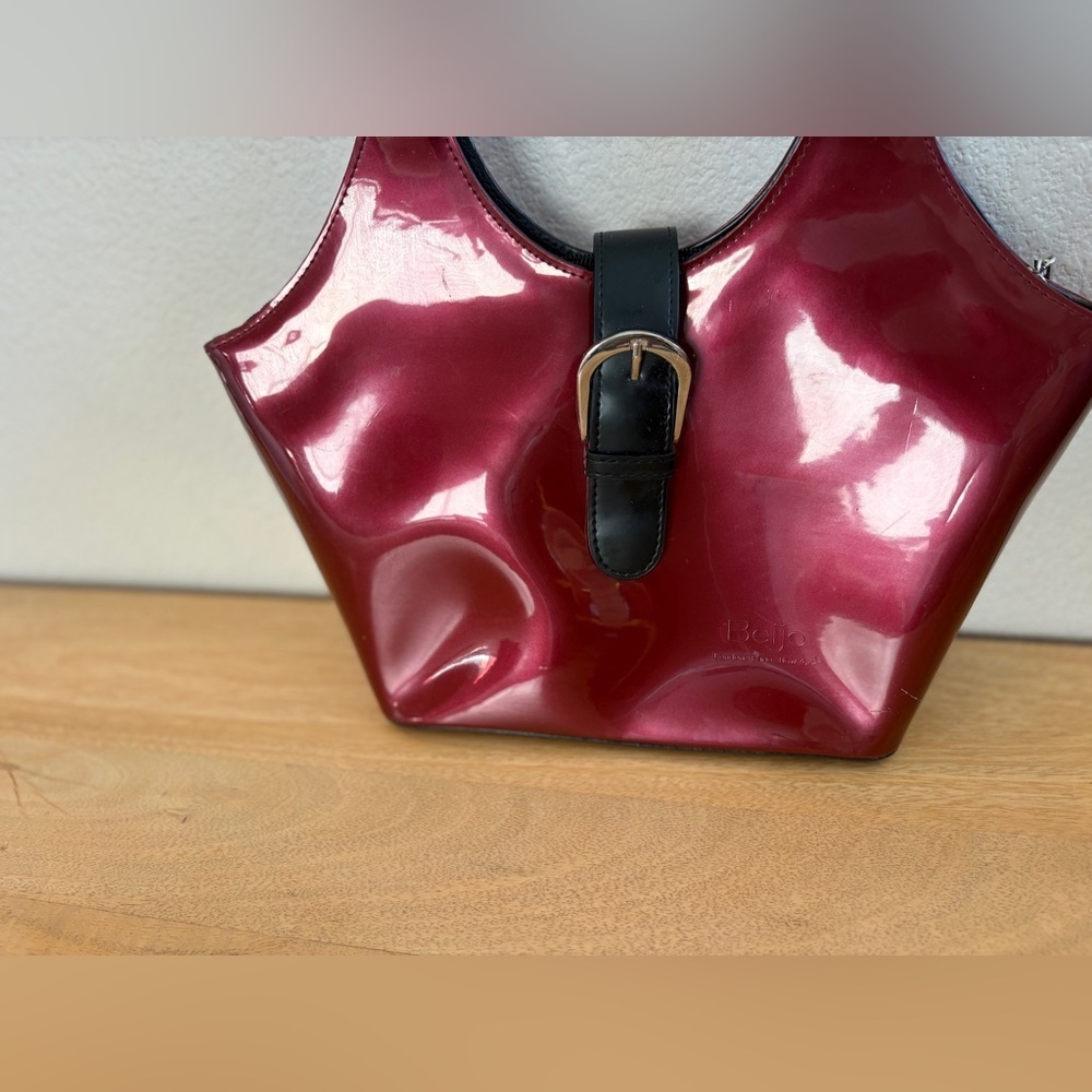 Beijo Womens Hobo Shoulder Bag Purse Satchel Top Zipper Patent Leather Red - Picture 5 of 9